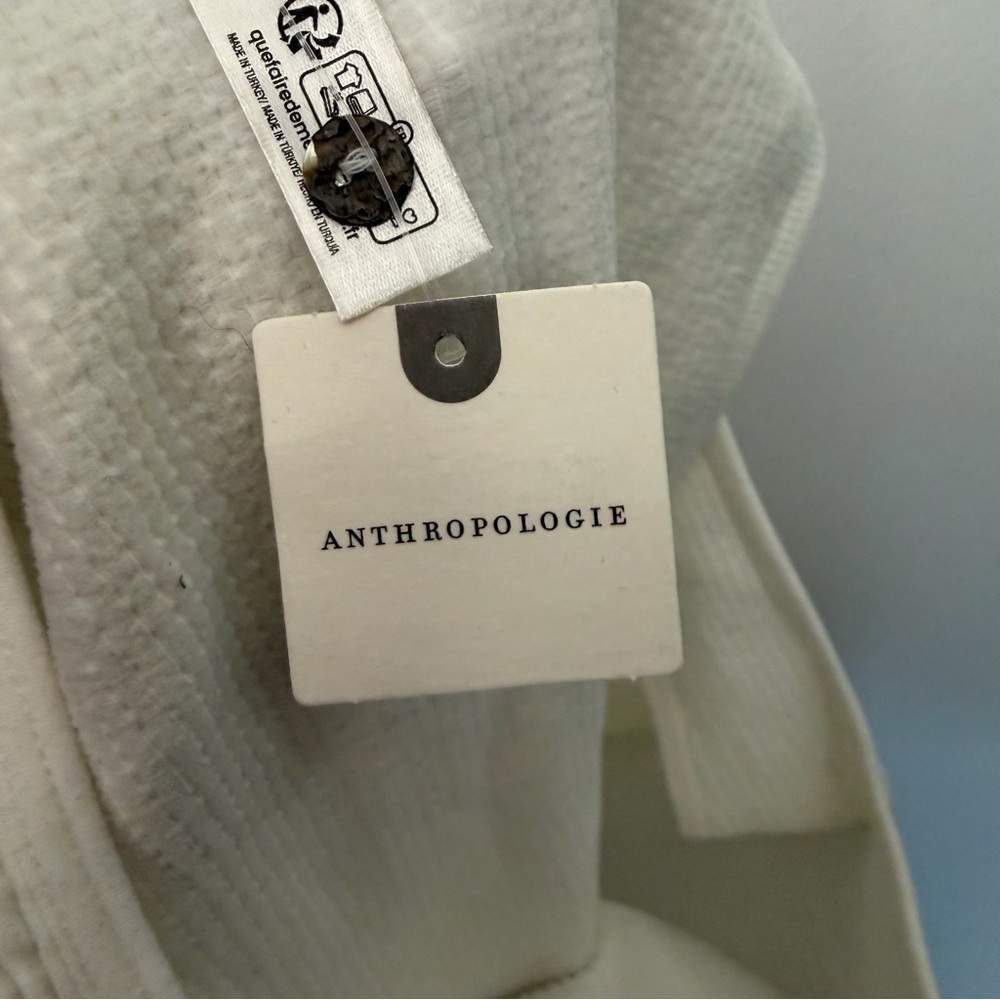 Anthropologie Seamless Henley Ribbed Crop Top White - Picture 6 of 7